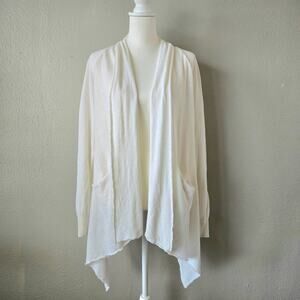 Sparrow Linen Cotton Lightweight Open Front Cardigan White Size M Staple Comfy
